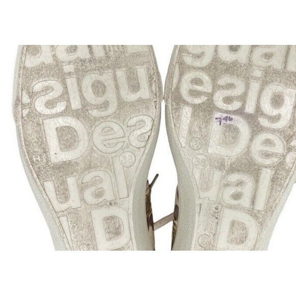 Desigual Elefante Canvas Wedge Sneakers Metalic Print Gold Fun Artsy Street 7.5 - Picture 9 of 13